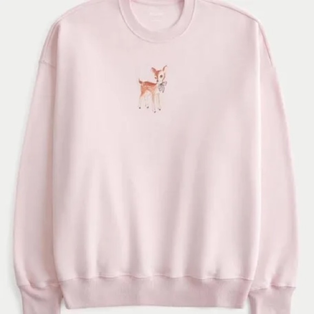 Hollister Light Pink Deer Crewneck Sweatshirt